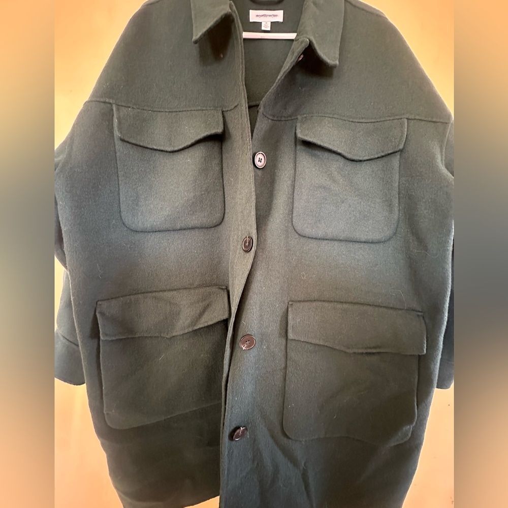 Nordstrom Wool Blend Utility Coat Size 1x Hunter Green